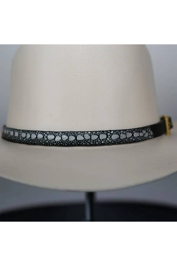 Stingray Cowboy Hat Band Black Gold Plated 3 Piece Buckle Set Handmade 26
