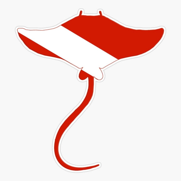 Stingray Diver Ocean Silhouette Sticker