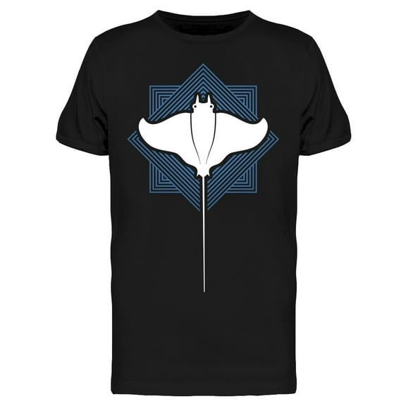 Stingray Fish Line Square  T-Shirt Men -Image by Shutterstock, Male Medium