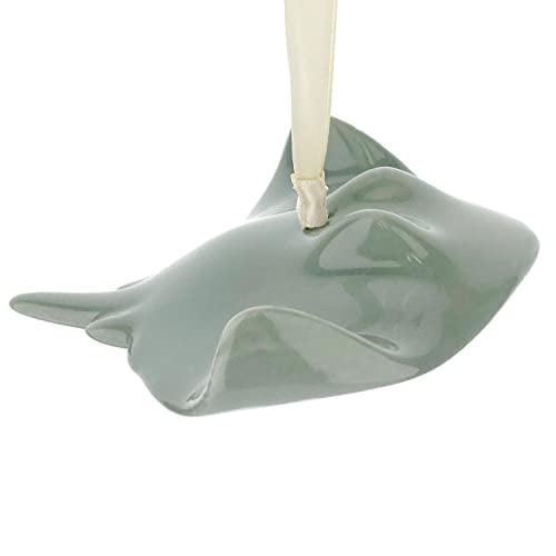 Handcrafted Grey Porcelain Stingray Hanging Ornament