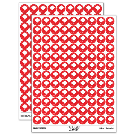 Stingray Skate Fish Silhouette 200+ Round Stickers - Red - Matte Finish - 0.50" Size