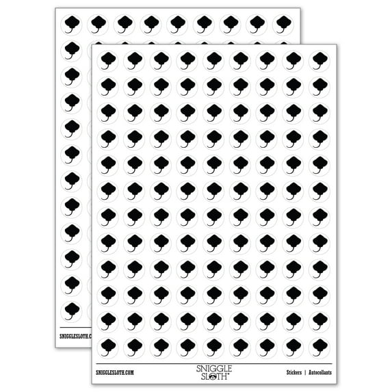 Stingray Skate Fish Silhouette 200+ Round Stickers - White - Matte Finish - 0.50" Size