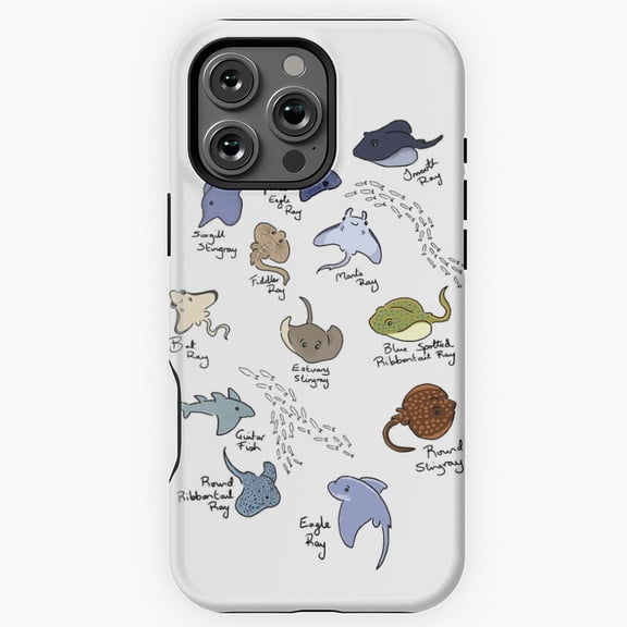 Stingray Species Chart Ocean Biology Sea Life Pattern iPhone 11 12 13 14 15 16 17 Pro Max Case