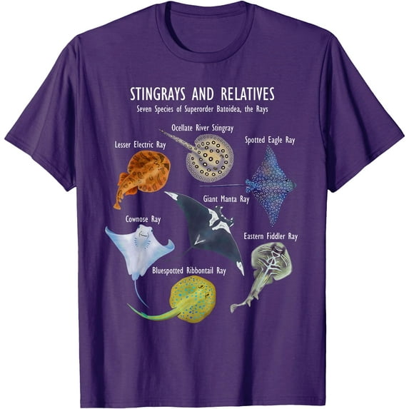Stingray Species Manta Ray River Softstyle Unisex T-Shirt,Purple Color,Size 2T