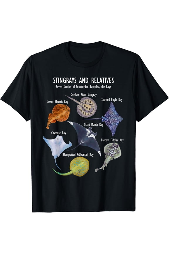 Stingray Species: Manta Ray, River Stingray, and More T-Shirt mens t shirt,black,women,funny,misfits,men,journey