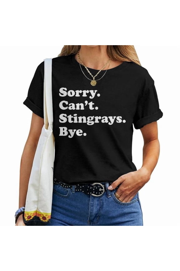 Stingray for Boys or Girls Graphic Cotton Tee Unisex Adult Casual Marine Life T-Shirt, Size L, Color Black