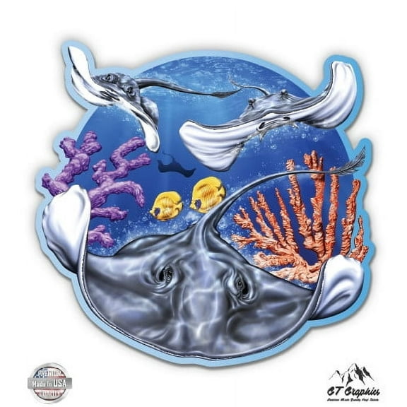 Stingrays - 5" Vinyl Sticker - For Car Laptop I-Pad - Waterproof Decal