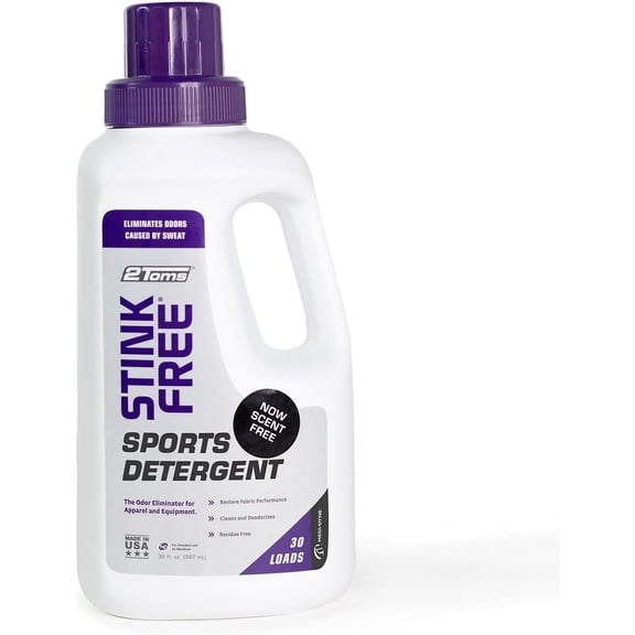 StinkFree Laundry Detergent, Fragrance-Free Odor Eliminator for Athletic Clothes & Gear, Formulated for Sweat, 30 Ounce Bottle