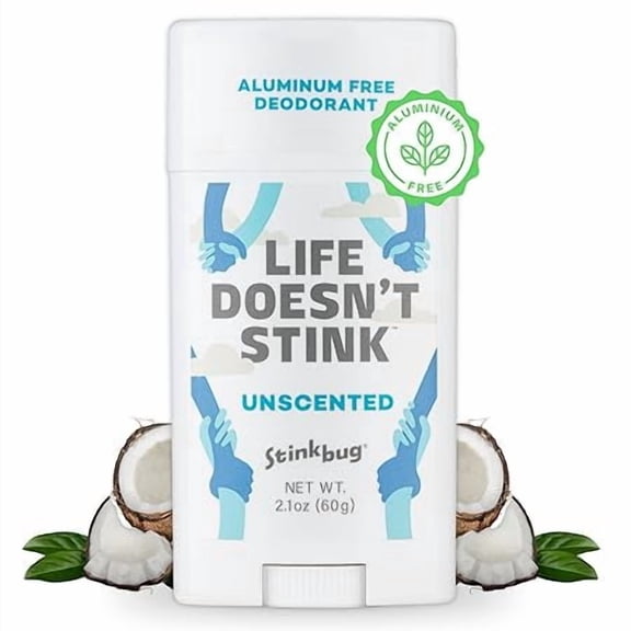 Stinkbug Naturals Aluminum Free Deodorant Stick, Unscented, 2.1 oz