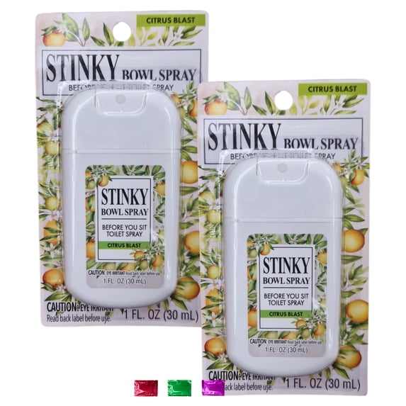 Stinky Bowl Spray Citrus Blast Scent 1Floz 2 Pack, Before You Sit Pre Toilet Spray Odor Eliminator, Portable Toilet Bowl Spray, Bathroom Air Freshener w/ Snoep in Beperkte Oplage