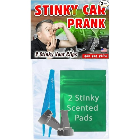 Stinky Car Prank - Set of 2 Nasty Body Odor Scented Air Freshener Clips for Hilarious Gags and Pranks - Perfect Funny Gift for Jokesters and Prank Lovers