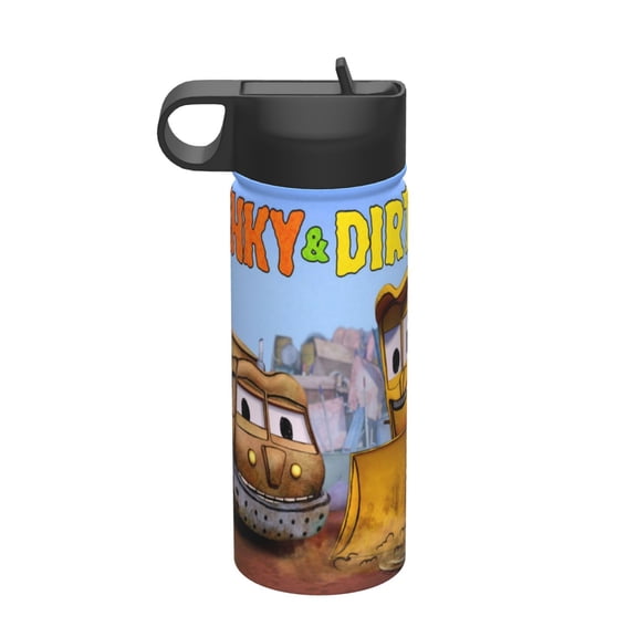 Stinky and Dirty Kids Insulated Water Bottle With Straw - 18 Oz Stainless Steel Double Wall Vacuum Cup, Leakproof, Bpa Free, Suitable For Boys And Girls