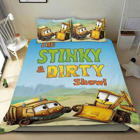 Stinky and Dirty Themed Bed Sheet Set Three Piece Set 53x79 In ches Comfortable And Skin Friendly Unique Design Creating A Star Studded Night Home Decor Gifts For Family Friends fans