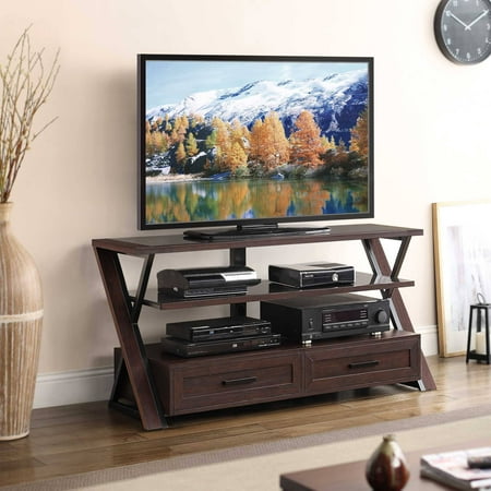 Whalen Furniture - 3-in-1 TV Stand for Most Flat-Panel TVs Up to 60" - Brown Cherry