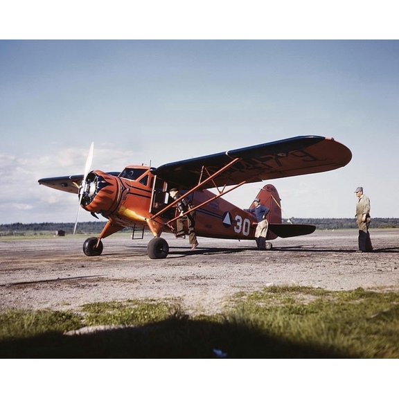 Stinson SR5 Civil Air Patrol Plane Maine - 24x36 Inch Laminated Aviation Poster - Stunning Detail and Bold Colors