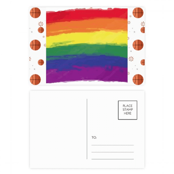 Stippling Rainbow LGBT Basketball Postcard Set Thanks Card Mailing Side 20pcs