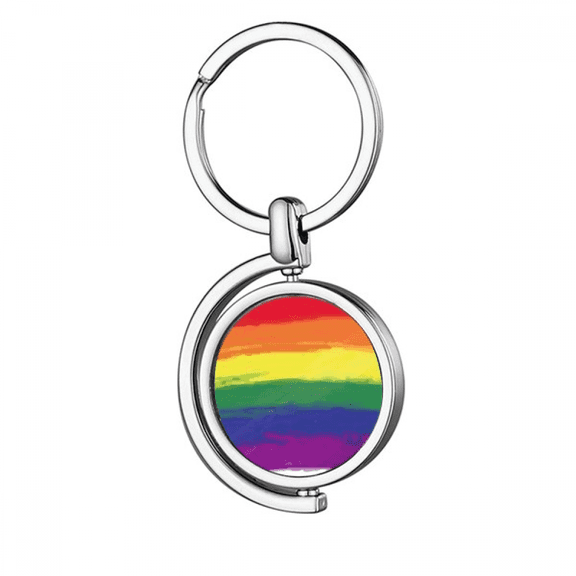 Stippling Rainbow LGBT Rotating Keychain Metal Keyring Holder