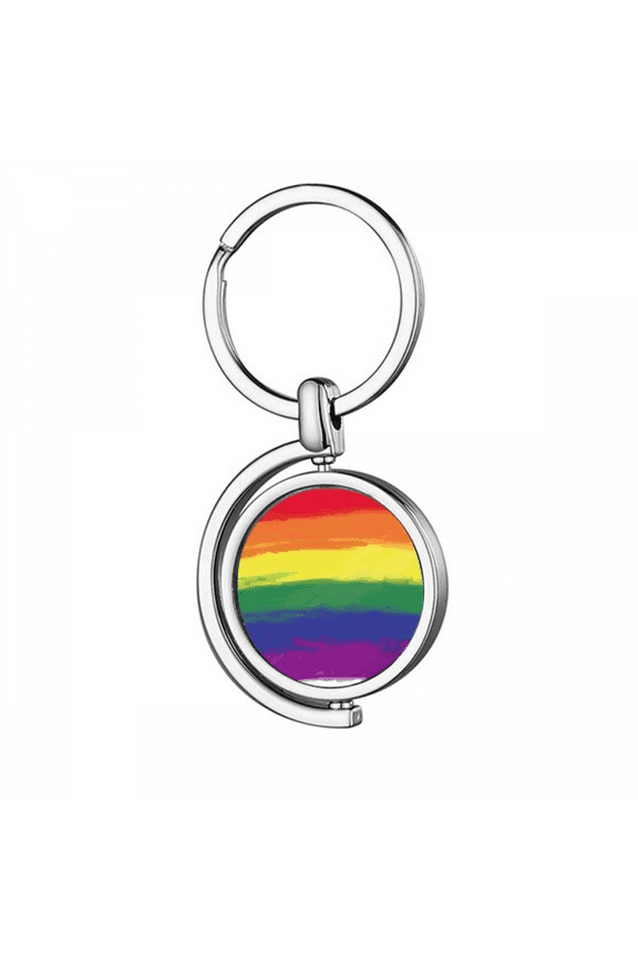 Stippling Rainbow LGBT Rotating Keychain Metal Keyring Holder