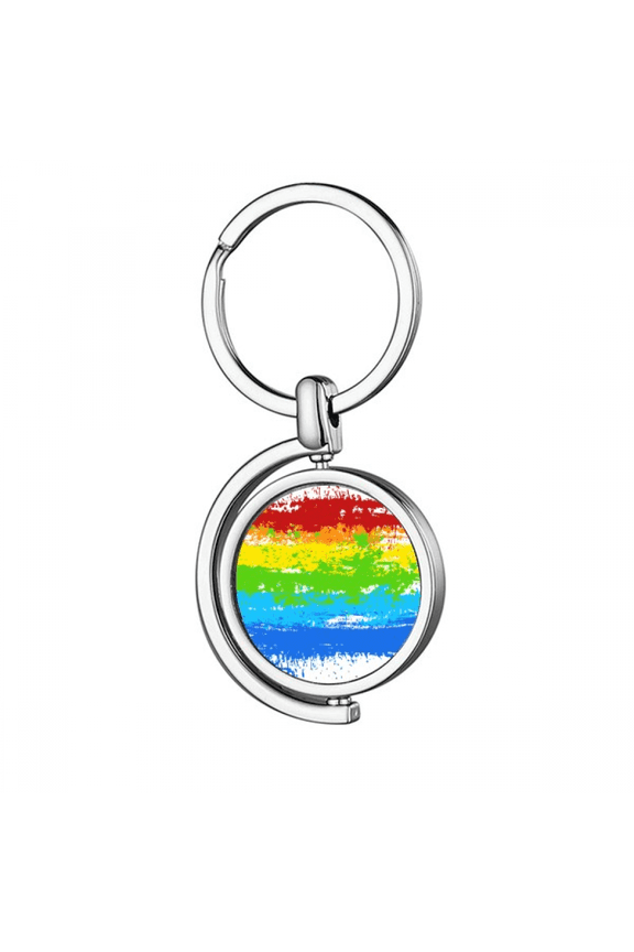 Stippling Rainbow LGBT Rotating Keychain Metal Keyring Holder