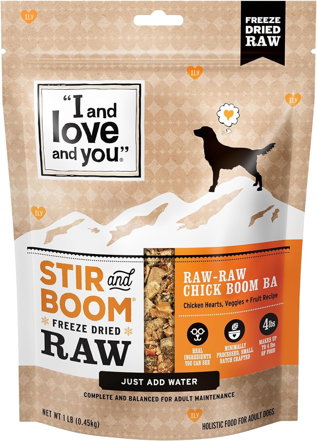 Stir And Boom Dehydrated Freeze Dried Raw Dog Food - Chicken - Grain Free, Real Meat, No Fillers, 1Lb Bag