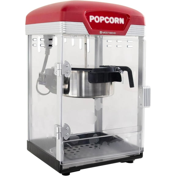 Stir Crazy Movie Theater rn Popper, Maker Machine with Nonstick Kettle, Measuring Tool and Scoop for Machine, 4 Qt., Red