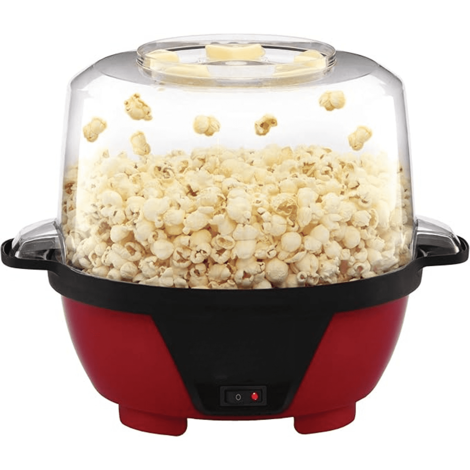 Red 6-Quart Electric Hot Oil Popcorn Machine with Clear Lid