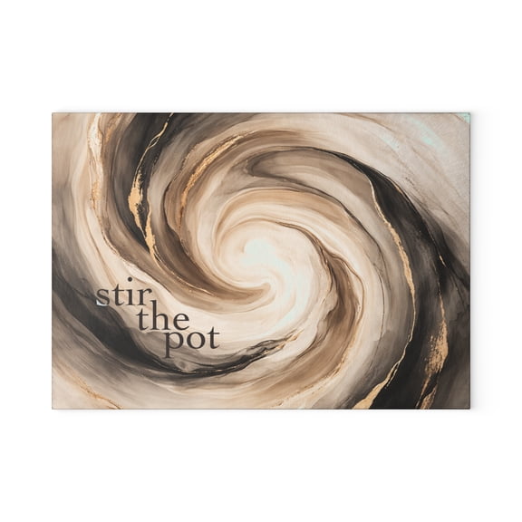 Stir the Pot Glass Cutting Board, 11x15 Inch Tempered Glass Kitchen Board, Abstract Marble Swirl Design with Non-Slip Base, Durable Prep & Serving Surface