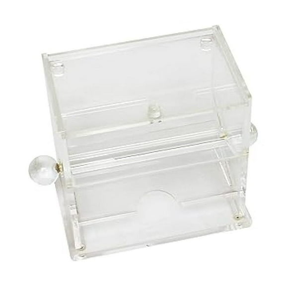Stir Stick Dispenser - 7-5/8" x 4-1/8" x 5-5/8" Acrylic Rectangular Holder - Clear Easy Lift Top Refillable Stirrer Organizer for Coffee, Tea, Bars & Home Use