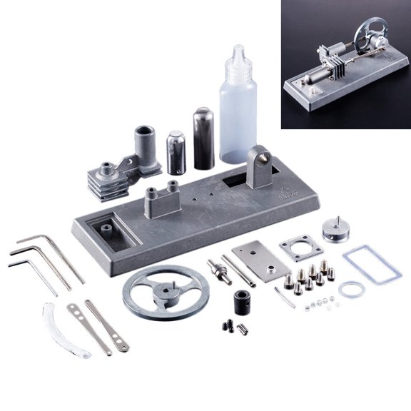Stirling Engine Model Assembly Kit, DIY All-Metal Reusable Engine Model with Alcohol Lamp, Hands-On Thermodynamics Experiment for Adults - Bulk