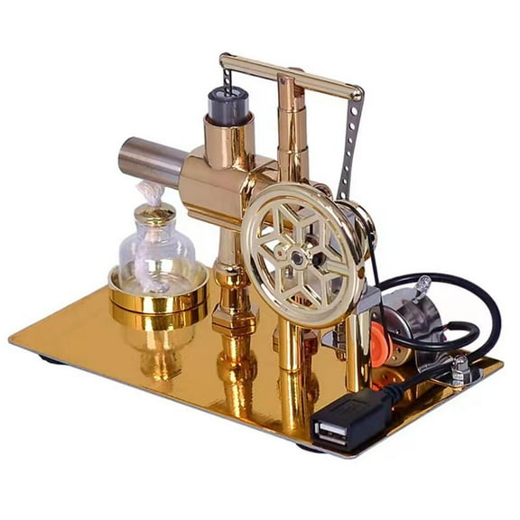 Stirling Engine Model Educational Metal Science Experiment Kit with LED, Zinc Alloy Construction