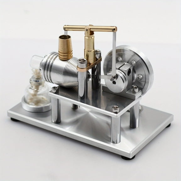 Stirling Engine Model Kit, DIY Heat Powered Physics Demonstration Model, Metal Desktop Mechanical Display Ornament for Adults
