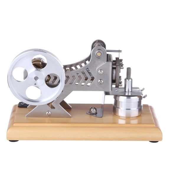 Stirling Engine Model Kit That Works, All-Metal Vacuum Stirling Engine with Solid Wood Base for Physics Science Experiment Demonstration