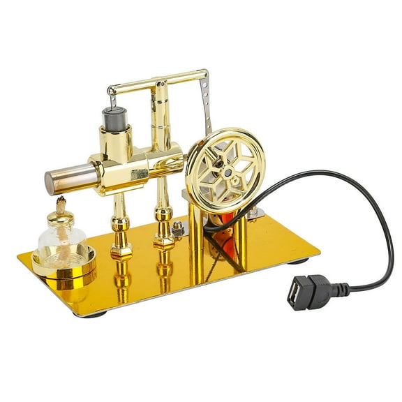 Stirling Engine Model Kit That Works, Balanced Single-Cylinder Hot Air Stirling Engine with USB Light for Physics Science Experiment Demonstration
