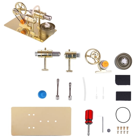 Stirling Engine Model Kit That Works, DIY Assembly Stirling Engine Generator with LED Light, Science Experiment & Physics Educational Kit for Adults