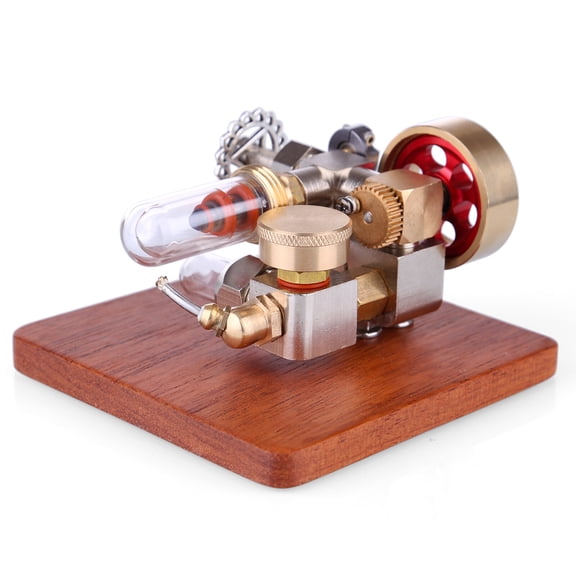 Stirling Engine Model Kit That Works, Mini Hot Air Stirling Engine Model with Speed Control Knob & Wooden Base for Physics Science Experiment Demonstration
