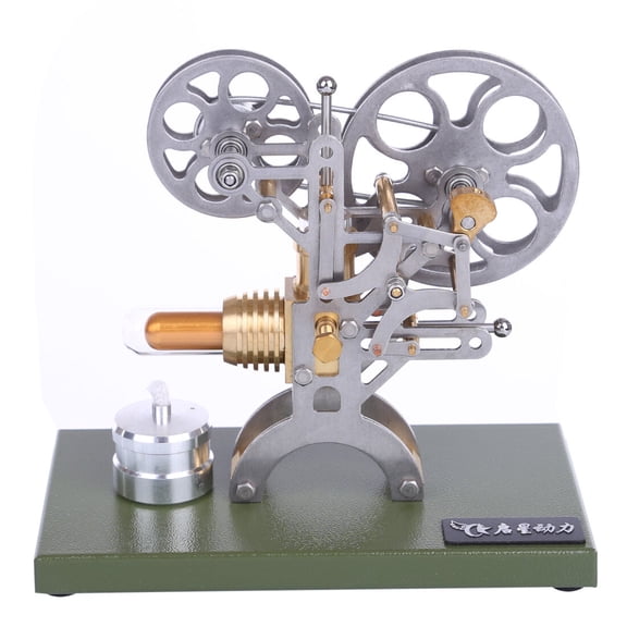 Stirling Engine Model Kit That Works, Retro Projector Stirling Engine Stirling Engine with Metal Base & Quartz Glass for Physics Science Experiment Demonstration