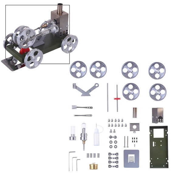 Stirling Engine Model Kit That Works, Self-Assembly Metal Heat-Powered Stirling Engine Car Model, Science Experiment & Physics Educational Kit for Adults
