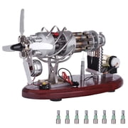 Stirling Engine Model Kits with Voltage Digital Display Meter & LED Bead, 16-Cylinder Swash Plate Generator Model, DIY Scientific Experiment Model for Adults & Teens