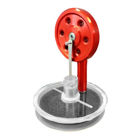 Stirling Engine Model Metal Build With Mirror Stainless Base And Glass Cylinder For Strong Physics Demonstration