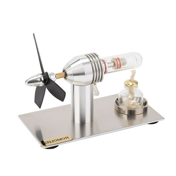 Stirling Engine Model for Adults, Working Metal Miniature 3-Blade Stirling Engine Model for Physics Science Experiment and Collectors