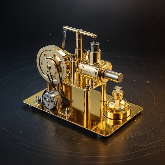 Stirling Metal Generator Steam Engine Model Kit DIY Assembly Gold Edition with LED Lights