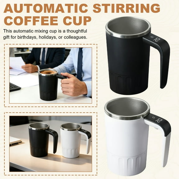 Stirring Coffee Cup With Temperature Display,Rechargeable Coffee Mug,Self-Stirring Mug With Lid, Stainless Steel Material Suitable for Office/Kitchen/Travel/Home Coffee/Tea/Hot Chocolate/Milk-380 ML