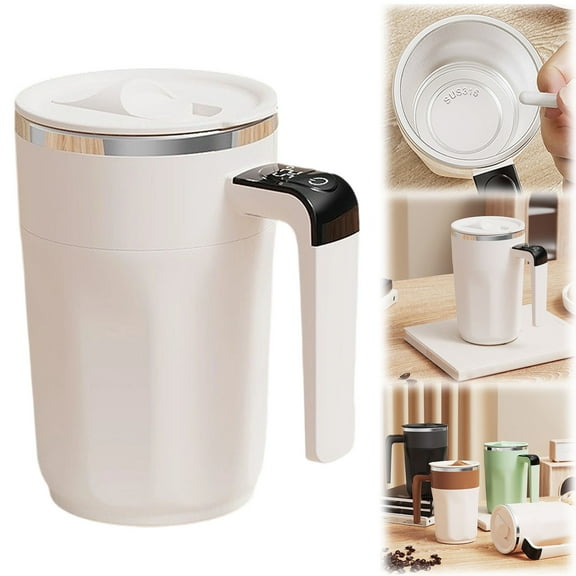 Stirring Coffee Mug, Heating Coffee Cup, Automatic Mixing Cup, Rechargeable Coffee Mug with LCD Temperature Display, Electric Coffee Stirrer, Smart Mug for Stirring Coffee, Hot Beverages