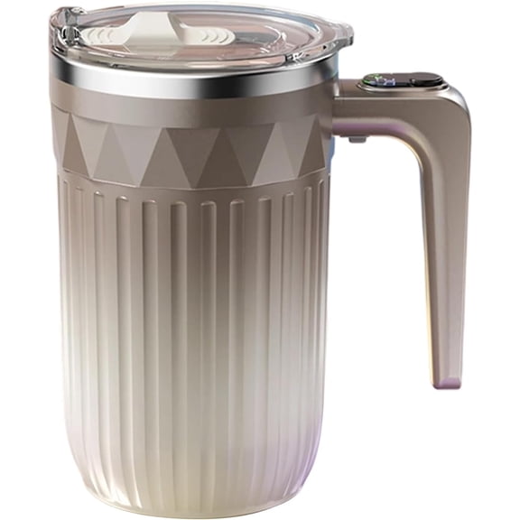 Stirring Mug – 450ml Electric Mixer Cup with Detachable Magnetic Stirrer | Temperature Power Display Rechargeable Stainless Steel Coffee Blender | Milk Tea Cocoa Chocolate Office Home Kitchen Cafe