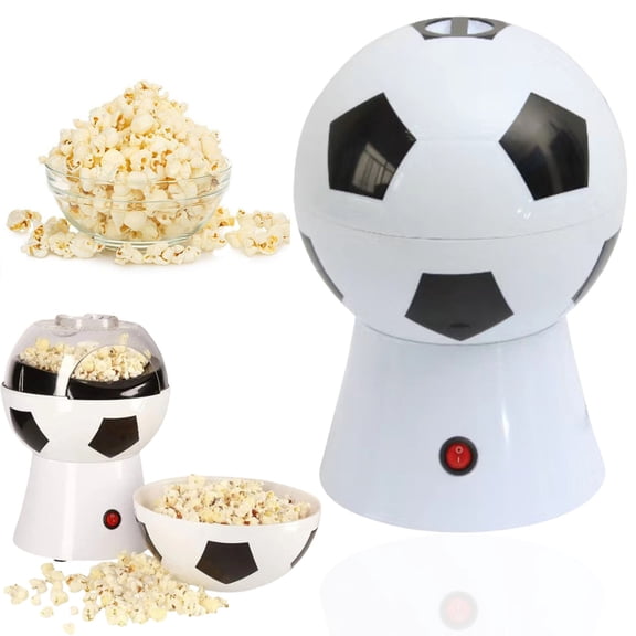 Stirring Popcorn Maker,Soccer Ball Shape Mini Popcorn Machine,Oil-Free,Air Popcorn Popper,Household Puffing Machine Perfect for Party Gatherings Movie Nights Football Matches,Easy to Clean(US)