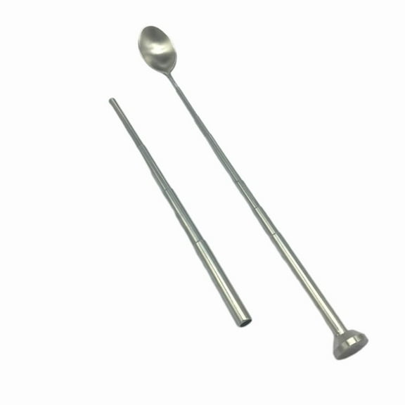 Stirring Spoon Telescopic Spoon Long Portable Spoon Cooking Folded 23Cm For Outdoor Camping Silver Stainless Steel