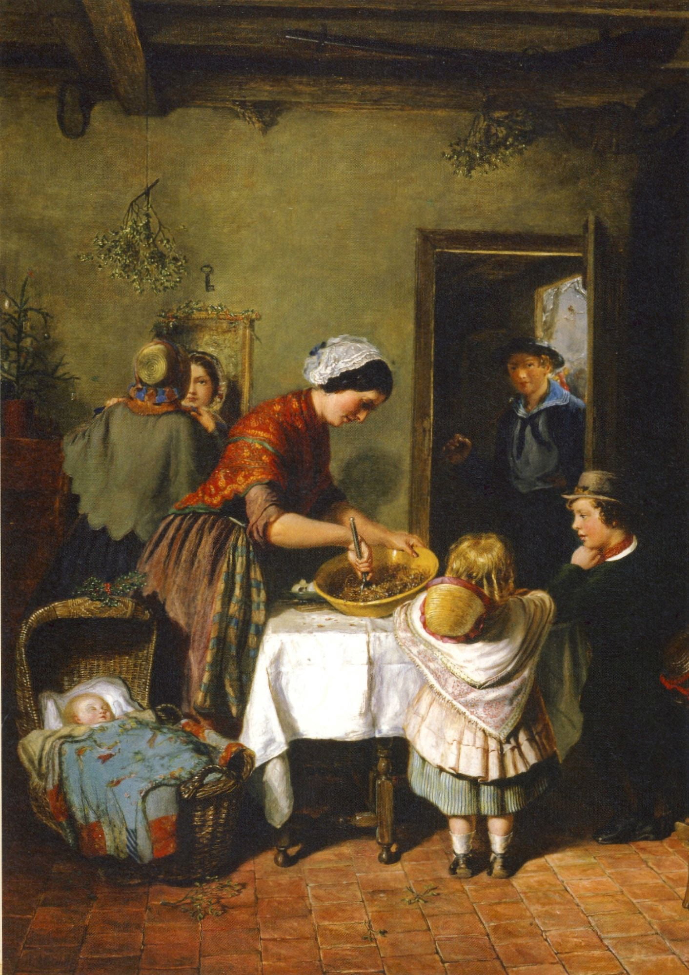 Stirring the Christmas Pudding 1860 Canvas Art - William MacDuff (24 x 36)