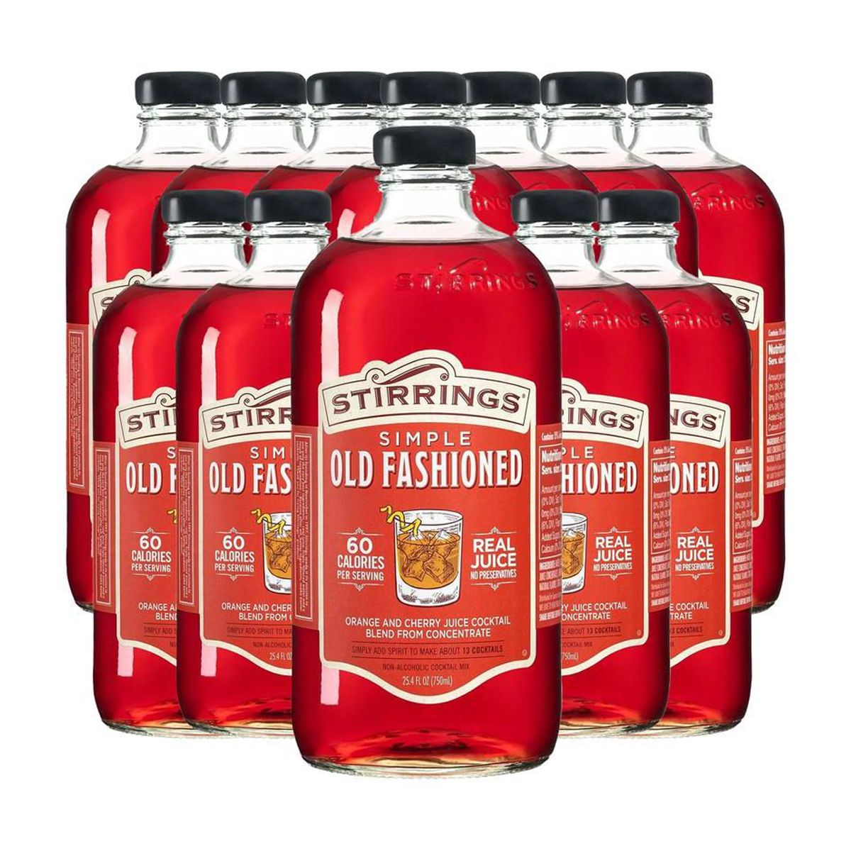 Stirrings 12 Pack Simple Old Fashioned Cocktail Mix 750ml Bottles
