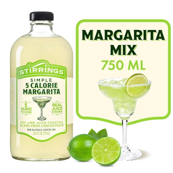 Stirrings 5 Calorie Margarita Mix, 750 ml Glass Bottle