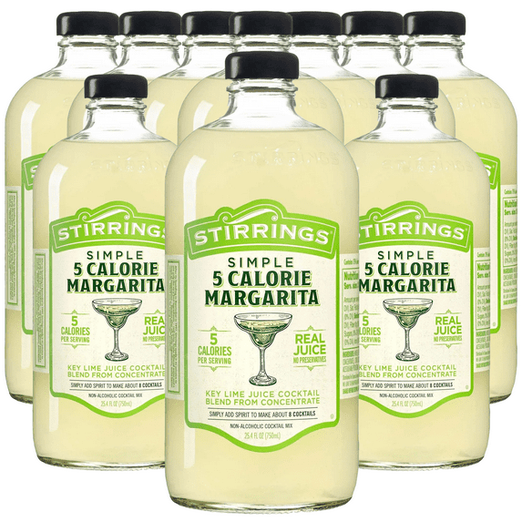 Stirrings Simple 5 Calorie Margarita Cocktail Mix 750ml Bottles - Real Juice No Preservatives - 90 Calories - Drink Mixer